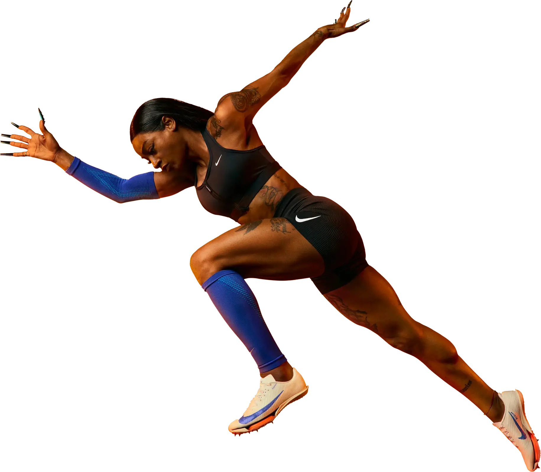 Sha'Carri Richardson wearing Nike Running apparel and Air Zoom Maxfly